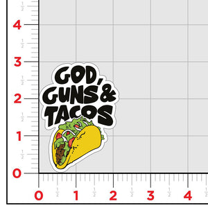 God Guns Tacos Sticker